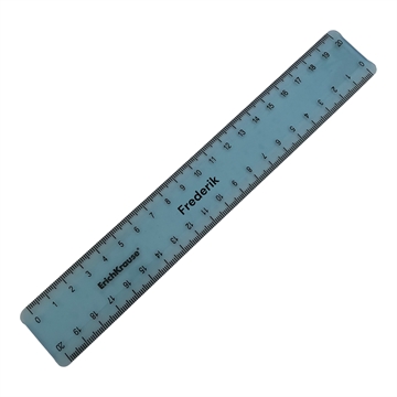 Blå lineal med navn - 20 cm